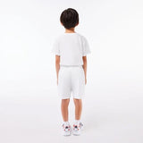 SHORT JUNIOR BLANC LACOSTE TENNIS EN TAFFETAS DIAMANTÉ 3
