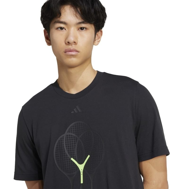 T-SHIRT ADIDAS HOMMES GRAPHIC TENNIS 3 RACKETS NOIR