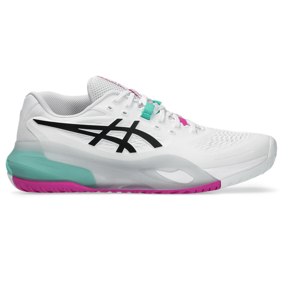 Asics CHAUSSURES ASICS GEL RESOLUTION X WHITE /AURORA GREEN TOUTE SURFACE