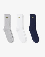 LOT DE 3 PAIRES DE CHAUSSETTES LACOSTE BLEU/GRIS/BLANC 1