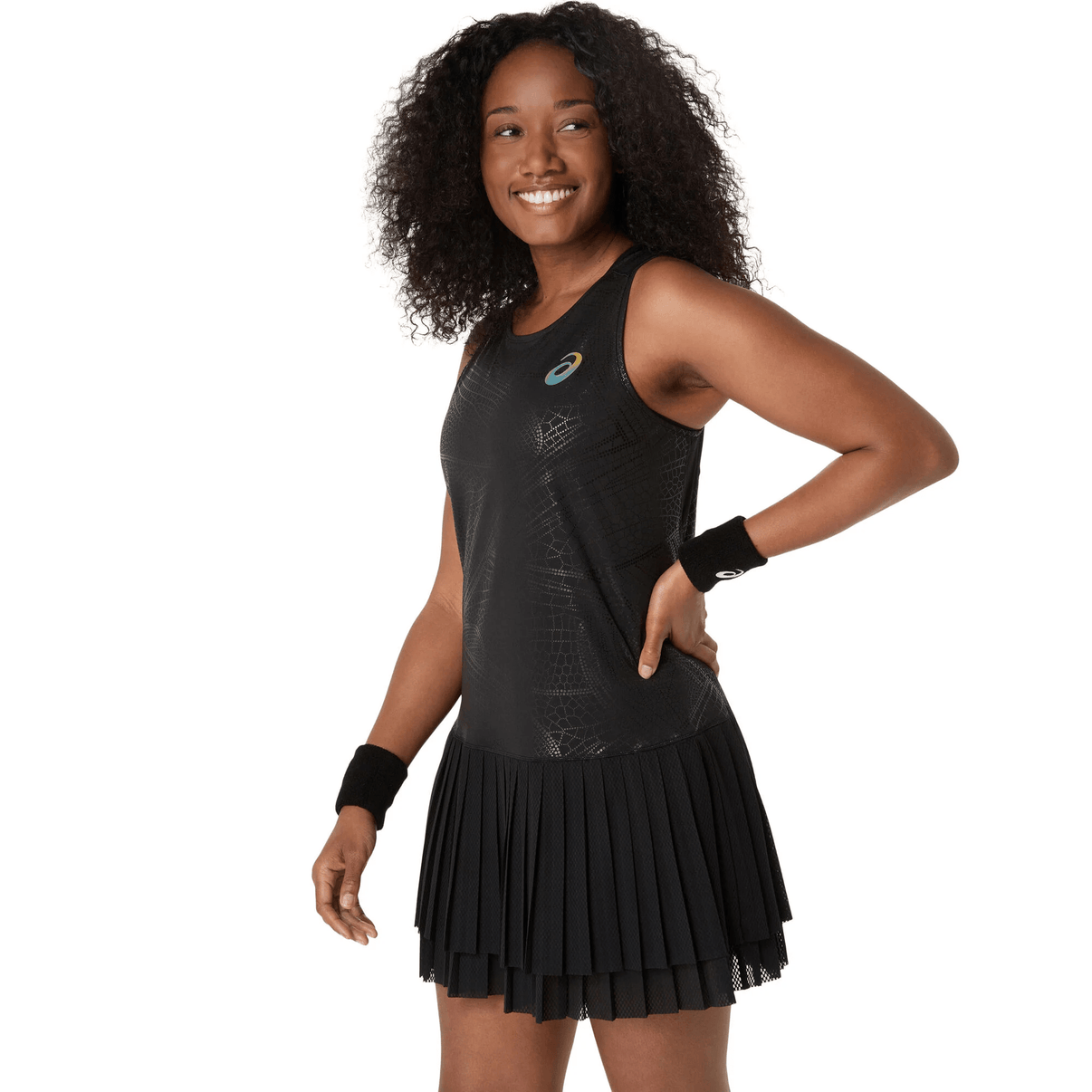 Goatt ROBE DE TENNIS ASICS MATCH NIGHT ENERGY - PERFORMANCE BLACK