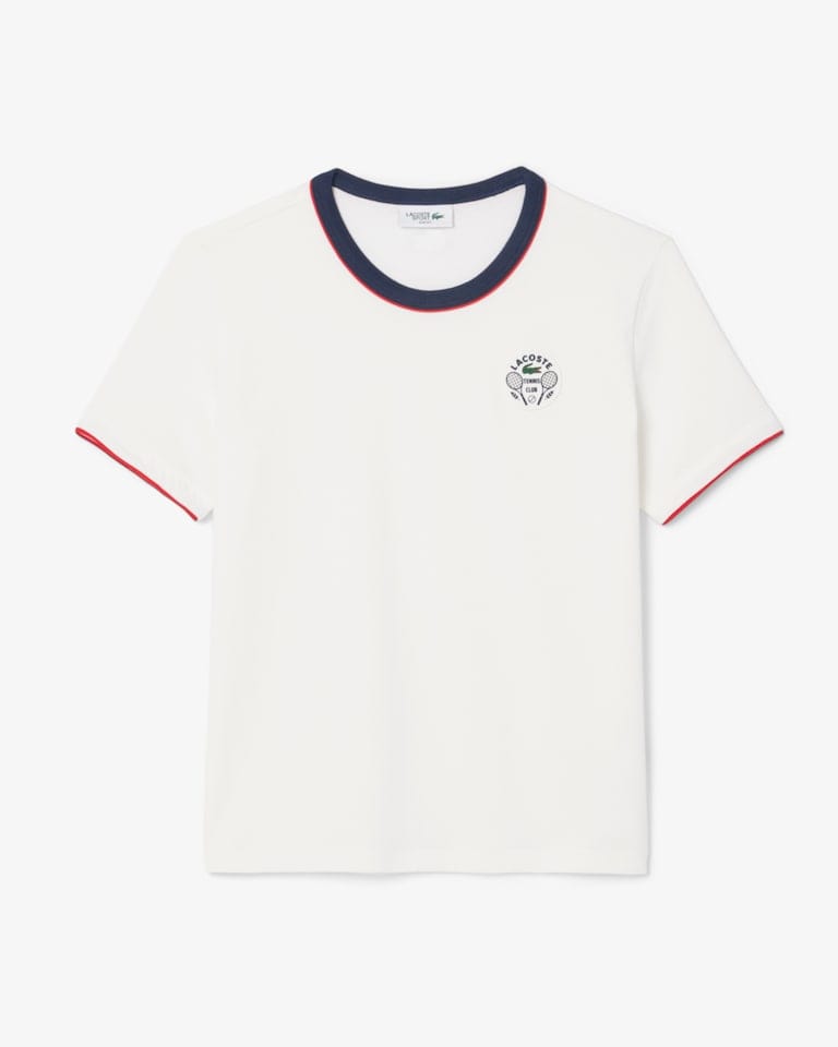 Lacoste T-SHIRT LACOSTE HÉRITAGE ULTRA DRY BADGE Blanc / 36